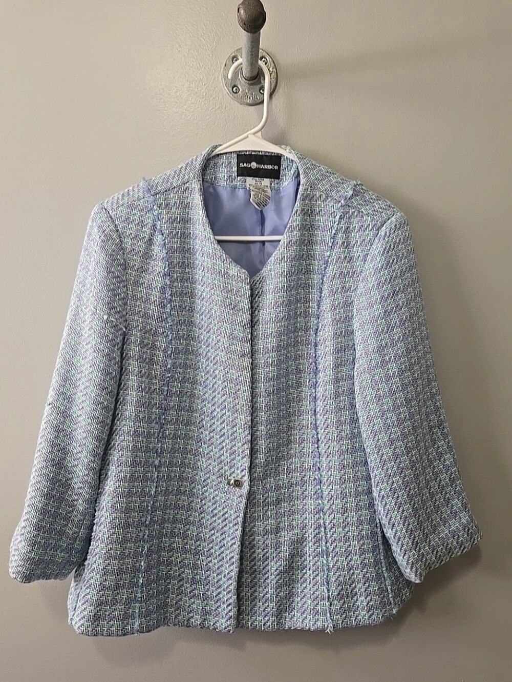 Sag Harbor Tweed Blazer/Jacket  Sz. 14 Blue Green